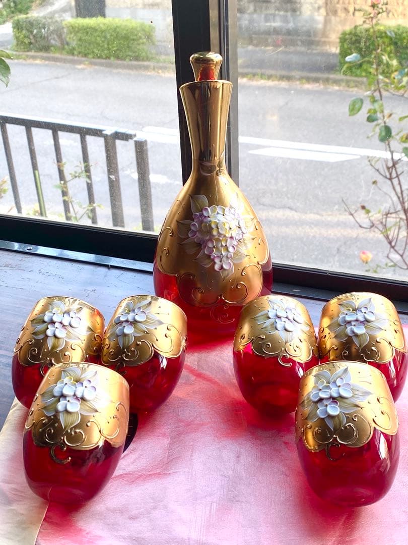 最終値下げベネチアンムラーノ島グラス デキャンタ グラス6個セット