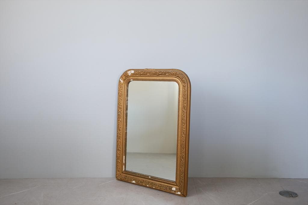 12/13限定価格 フランスアンティークミラー パイン材 窓枠デザイン