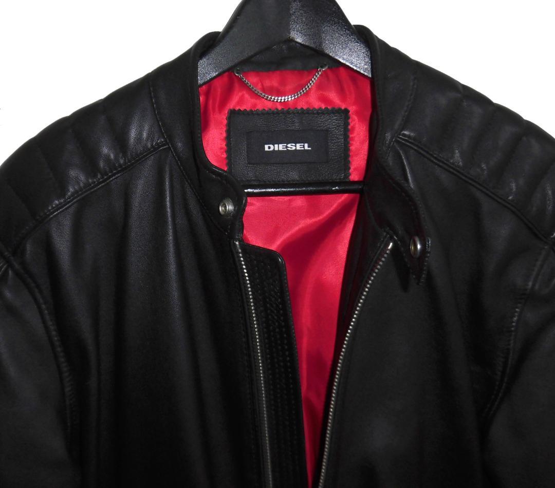 ディーゼル 羊革 ラムレザー レッドライニング バイカース シングル