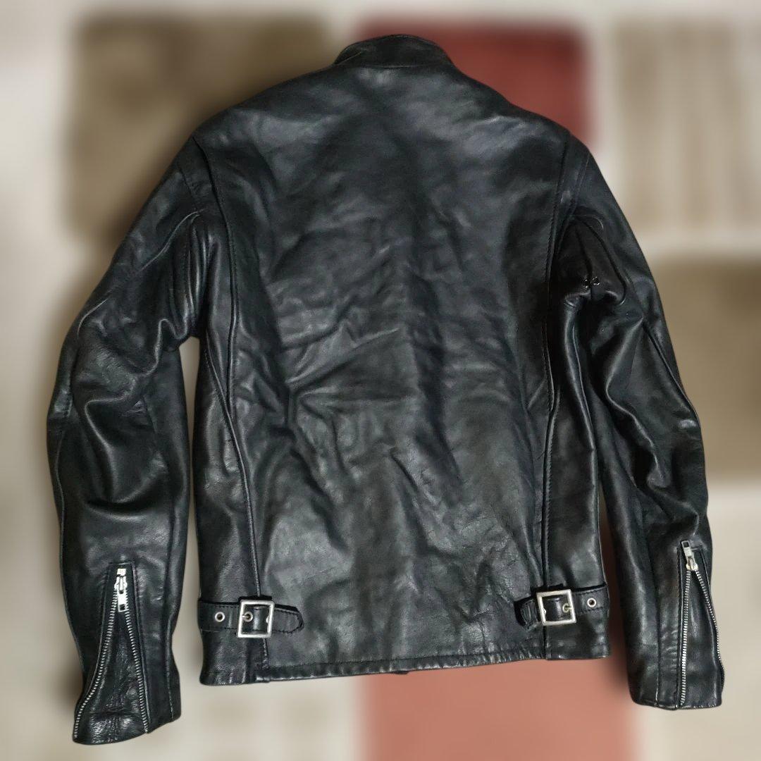 ク*ン様 人気定番Schot641t立ち襟シングルライダースジャケット 36交換