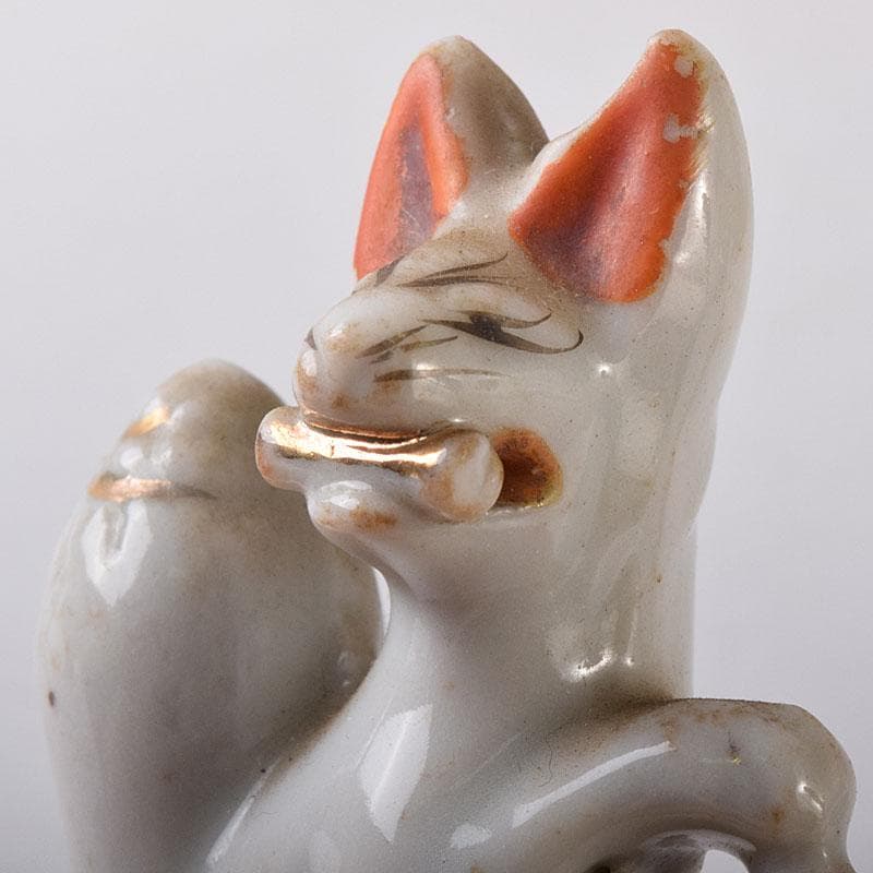 陶器製　色絵金彩　お稲荷さん　狐　3点まとめて　M　R8593