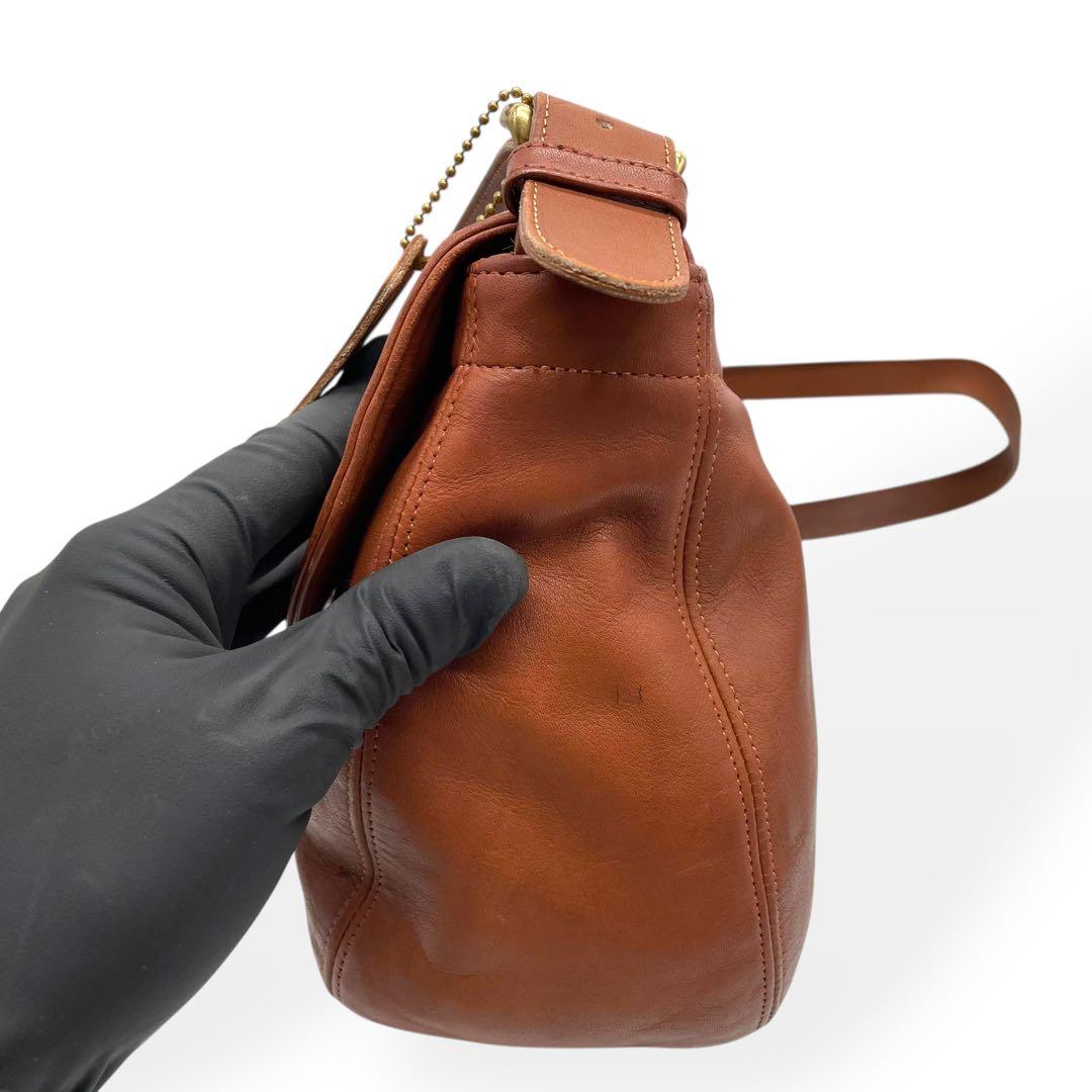 美品　希少　COACH　オールドコーチ　ショルダーバッグ　USA製　レザー　茶
