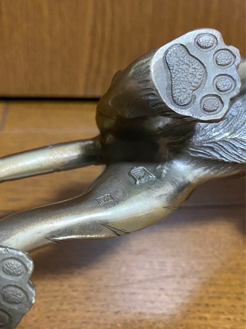 骨董品】白銅製 村田宏作 虎 置物 飾り物 トラ 寅 とら 金属工芸 彫刻