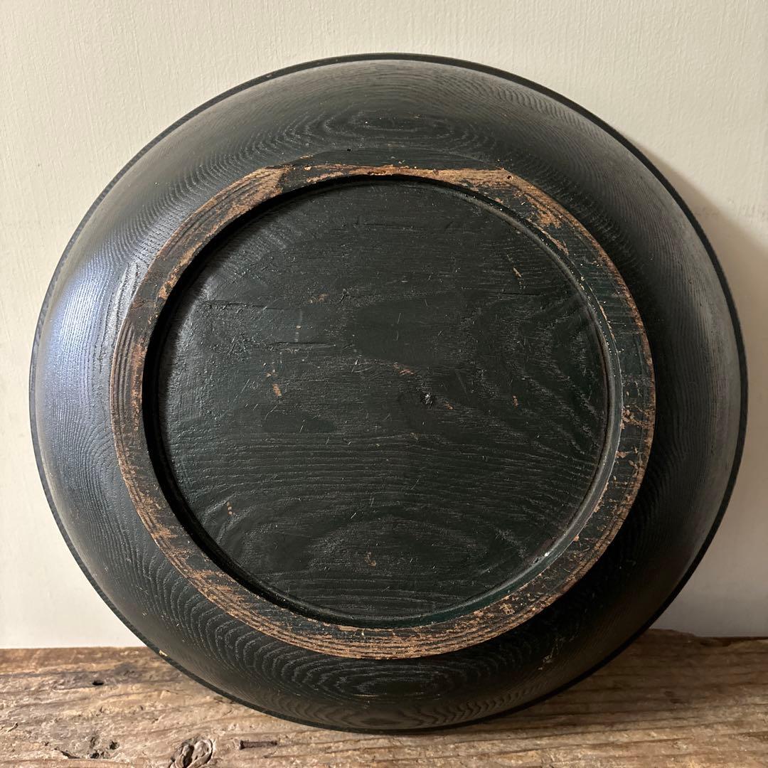 古い捏鉢　こね鉢　くり抜き盆　木地盆　古道具　アンティーク　民家　丸盆　検:李朝