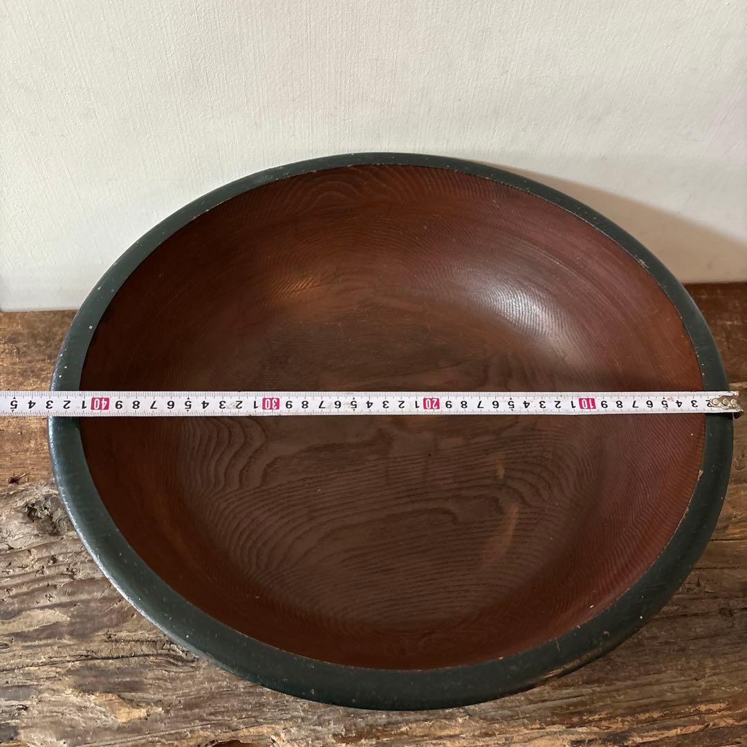 古い捏鉢　こね鉢　くり抜き盆　木地盆　古道具　アンティーク　民家　丸盆　検:李朝