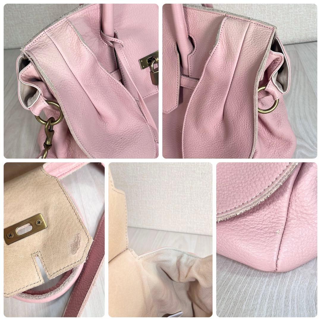 【良品】あちゃちゃむ ムチャチャ　うさ耳 ハンドバッグ　2WAY　レザー　ピンク