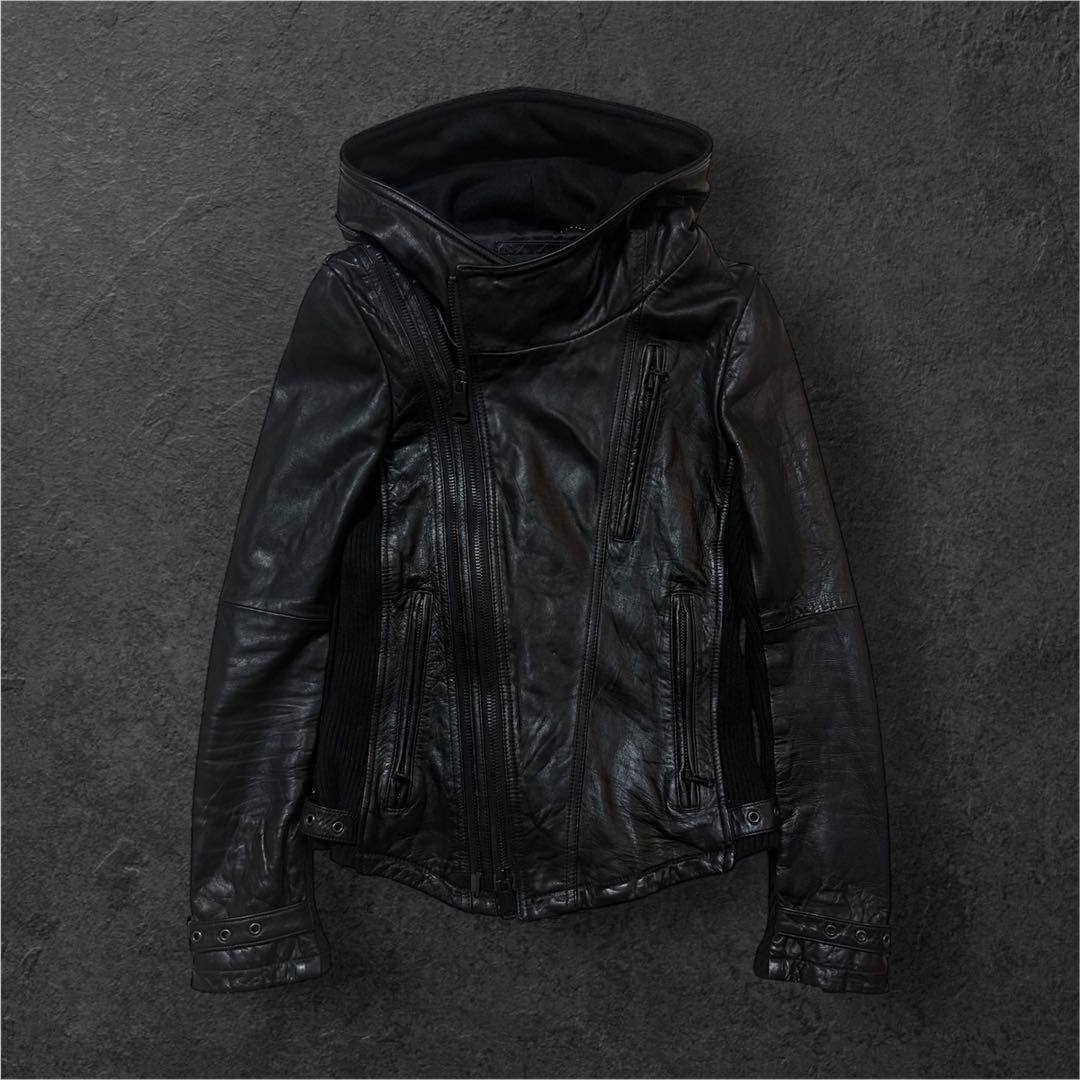 y2k JOHNNY WOLF ダブルライダース 変形 レザージャケット 羊革