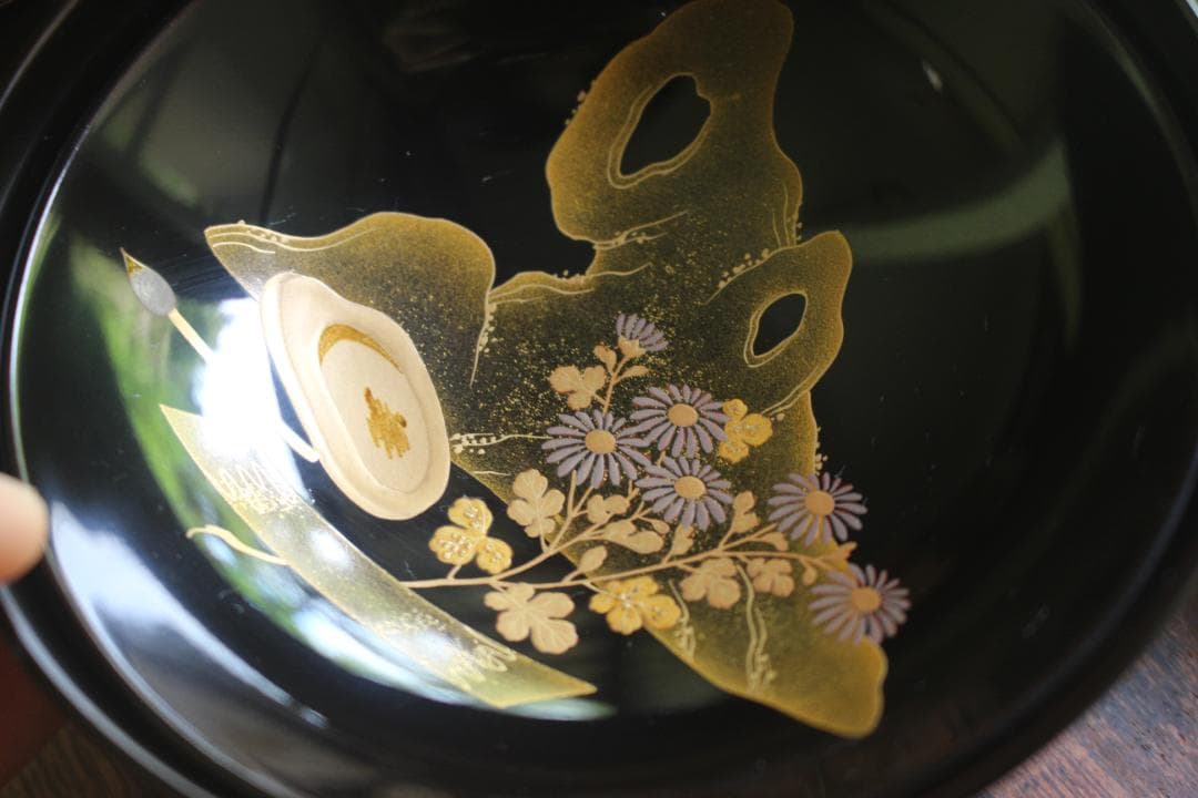 絵柄選択可！時代黒漆に極上千鳥見返し蒔絵の映えるお椀10点（検輪島塗懐石椀蒔絵椀