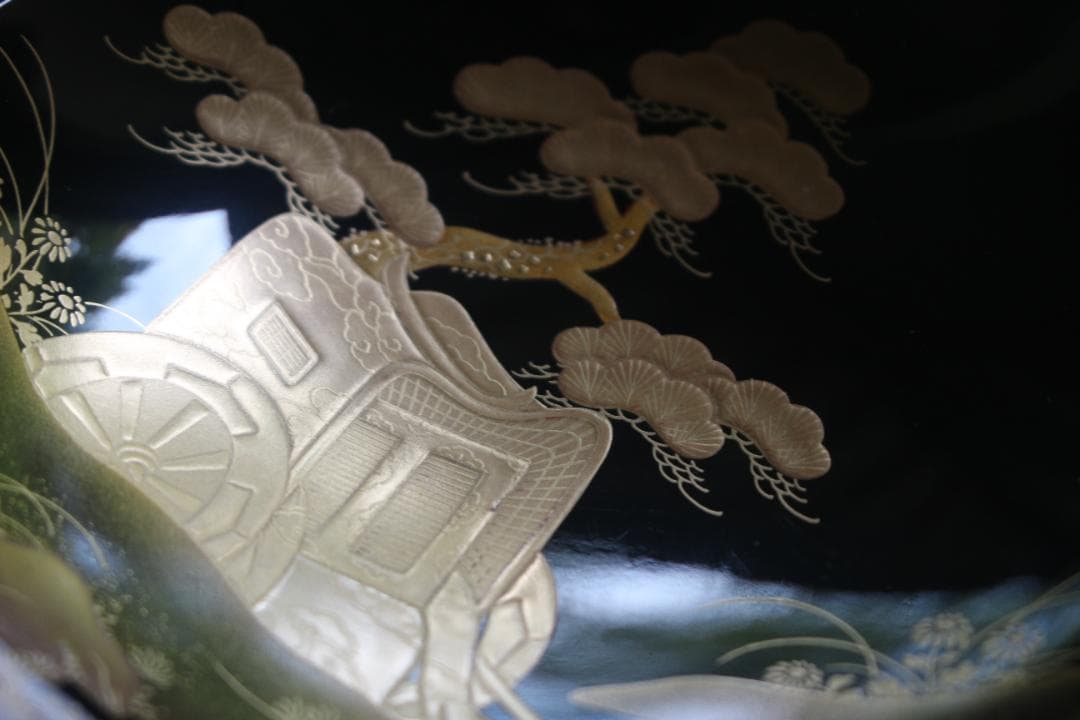 絵柄選択可！時代黒漆に極上千鳥見返し蒔絵の映えるお椀10点（検輪島塗懐石椀蒔絵椀