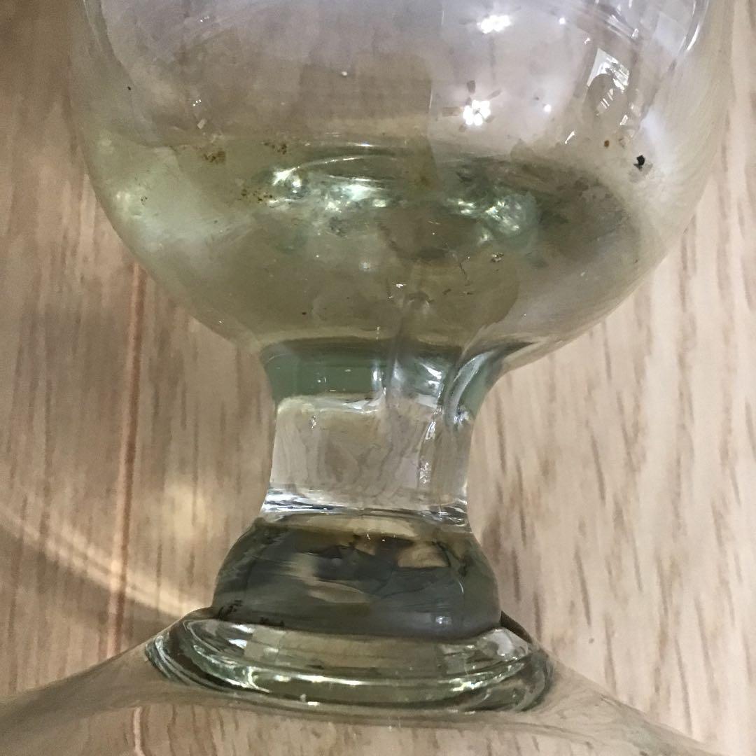 アンティーク 明治〜大正 手吹き ガラス 厚底 3色氷コップ 赤ふち 氷水