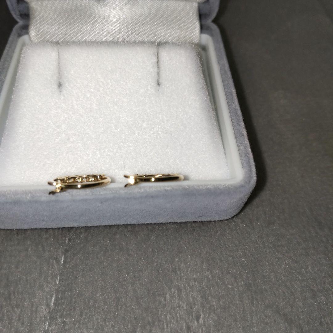 K10YG フープ ピアス ダイヤモンド 0.08ct 保証書付
