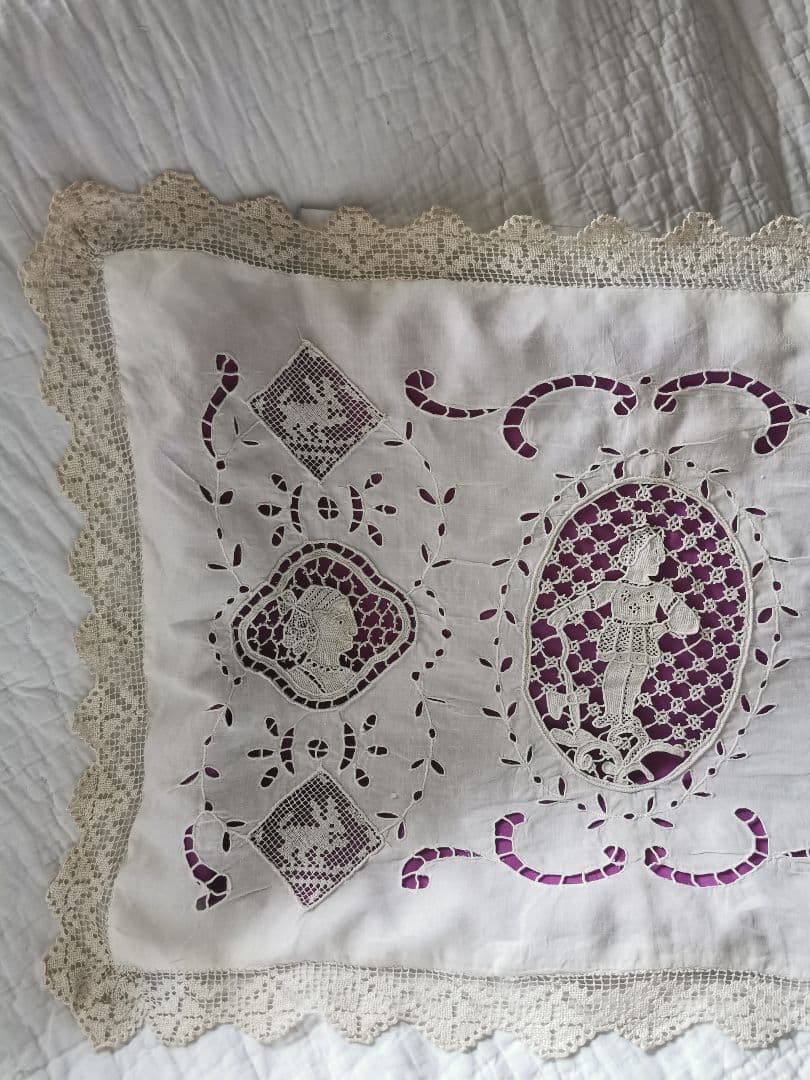 アンティーク ポワンドヴェニス 騎士と犬 ブラーノレース とろみ