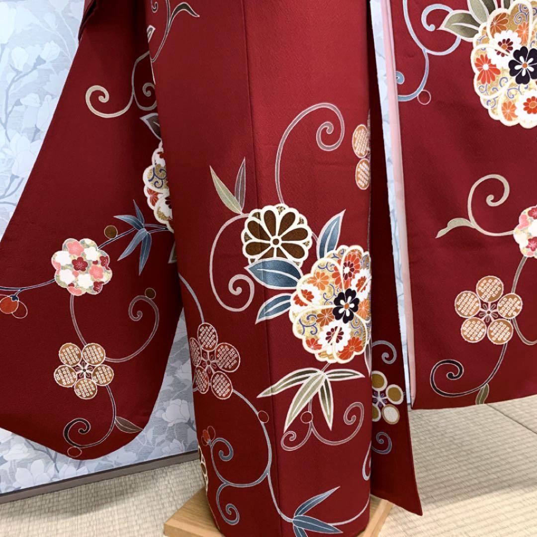 正絹 振袖セット 京友禅真紅色の振袖 成人式