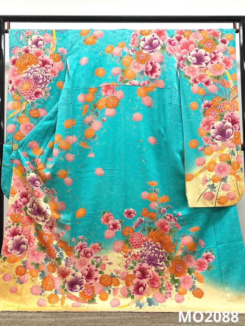 振袖 豪華 銀通し 刺繍 金彩 紋意匠 薔薇 身丈166cm 撥水加工済