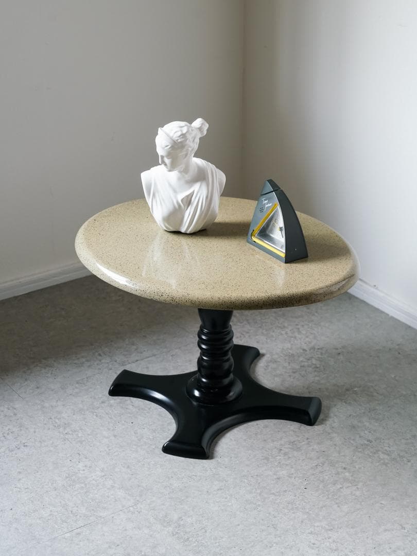 vintage ラウンド サイドテーブル テラゾー調 モダン 昭和レトロ