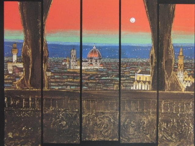 柳沢正人、【刻を見る丘】、希少画集画より、状態良好、新品高級額装付