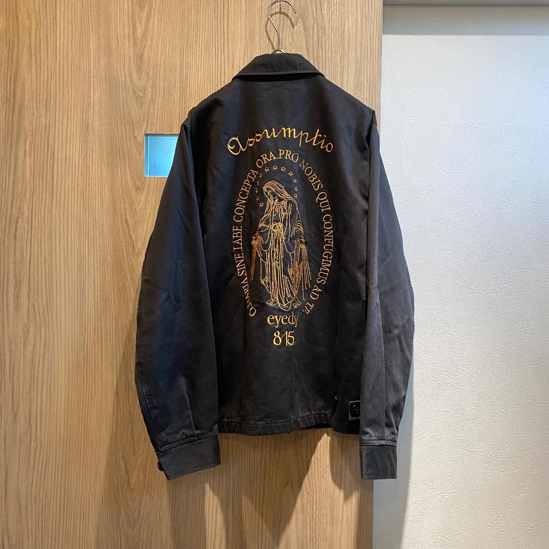 eyedy M ルード系 英字 マリア像 刺繍 ブラック ワークジャケット