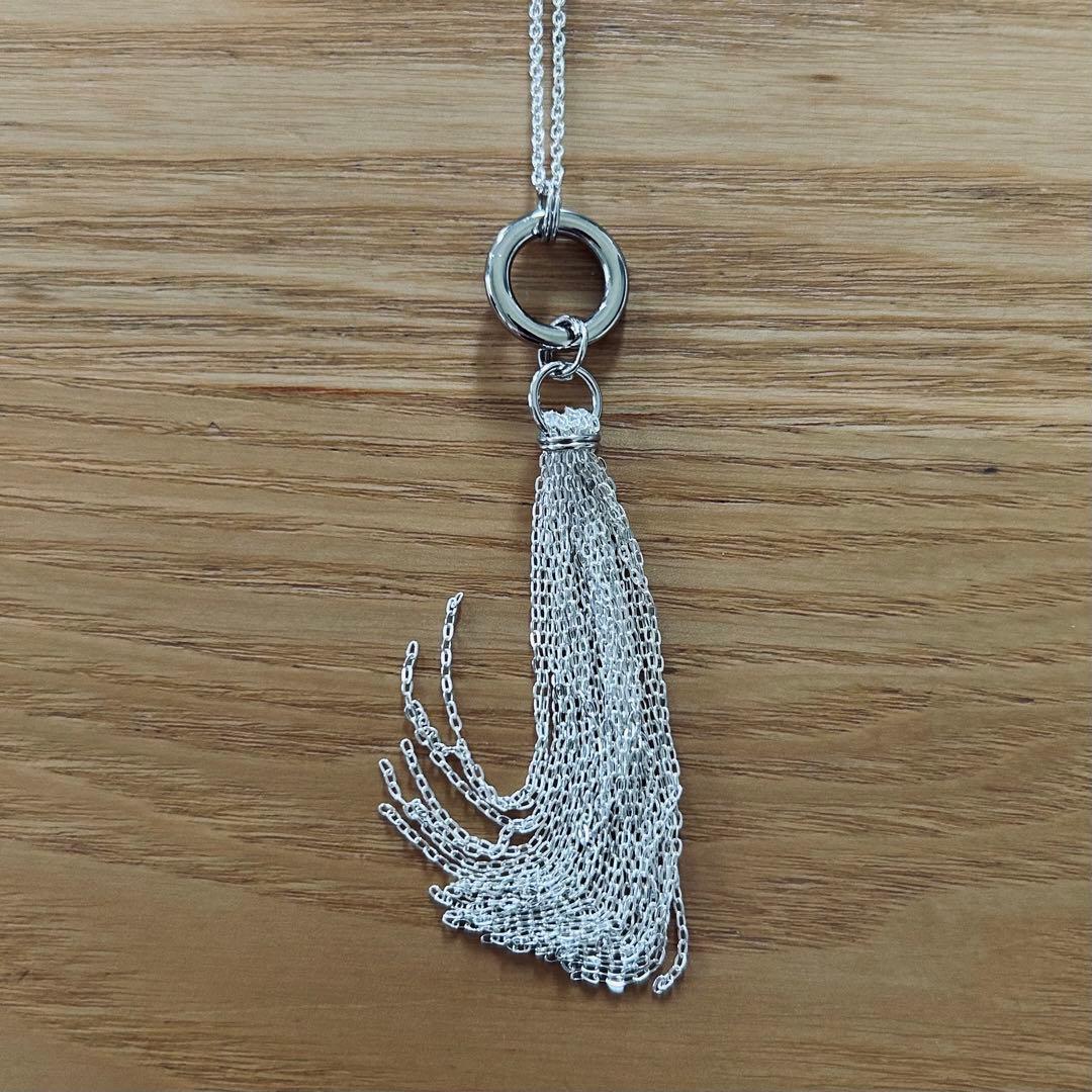 ハンドメイド】タッセル ネックレス シルバー925 ロング ハンドメイド