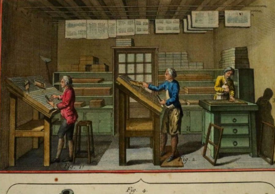 額装品 古典版画 18世紀 ディドロー 百科全書 「活版印刷」 極美品