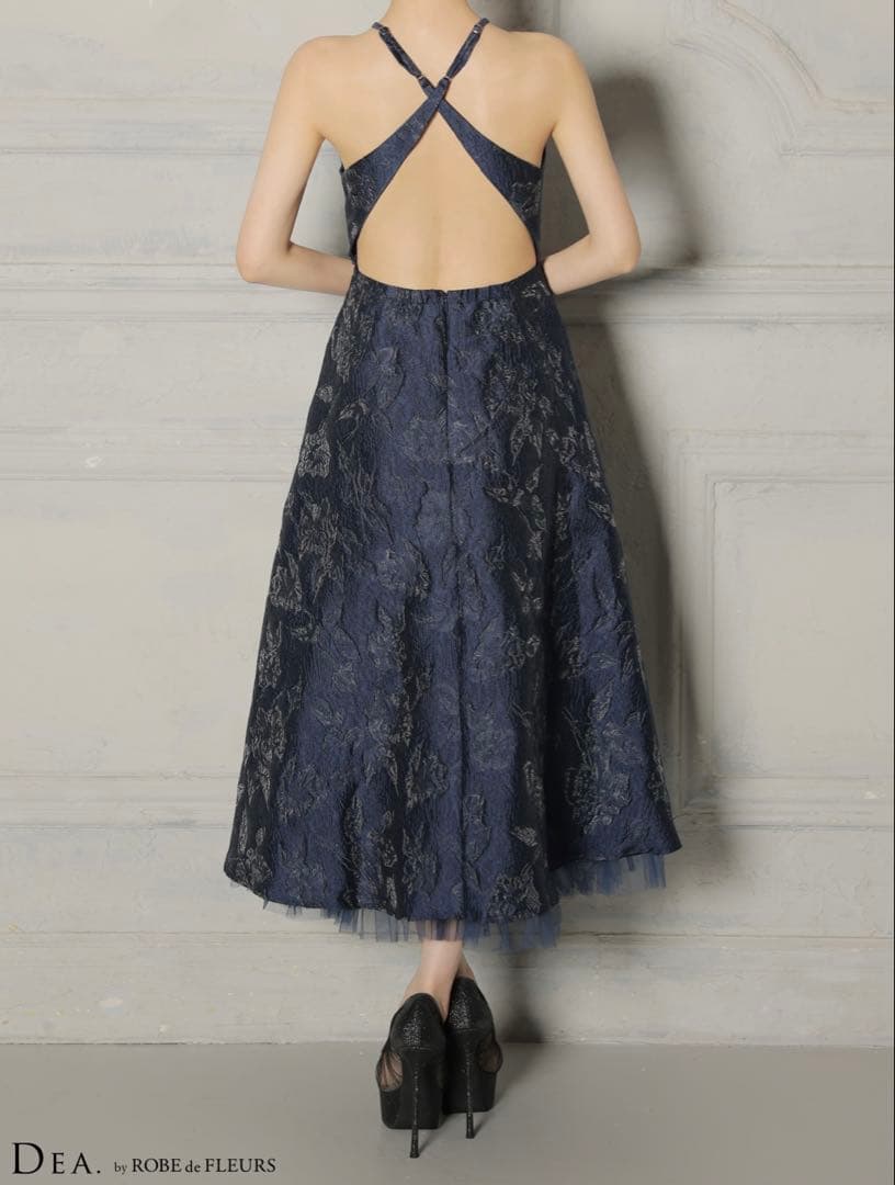 ROBE de fleurs xsサイズ ネイビー キャバドレス