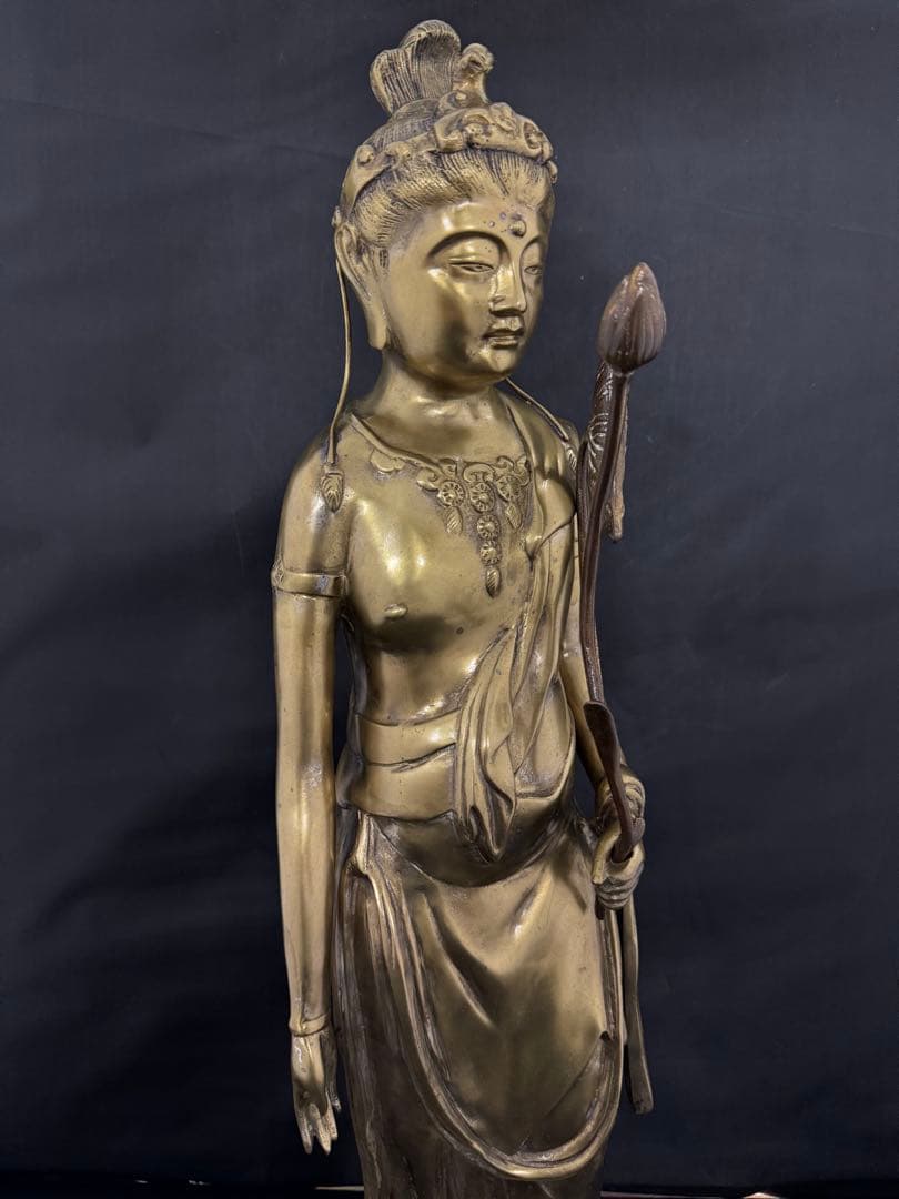 大型　観音 菩薩 銅製 仏像 彫刻 置物 開運 風水 骨董 古美術 アンティーク 大型 観音 菩薩 銅製 仏像 彫刻 置物 開運 風水 骨董 古美術 アンティーク