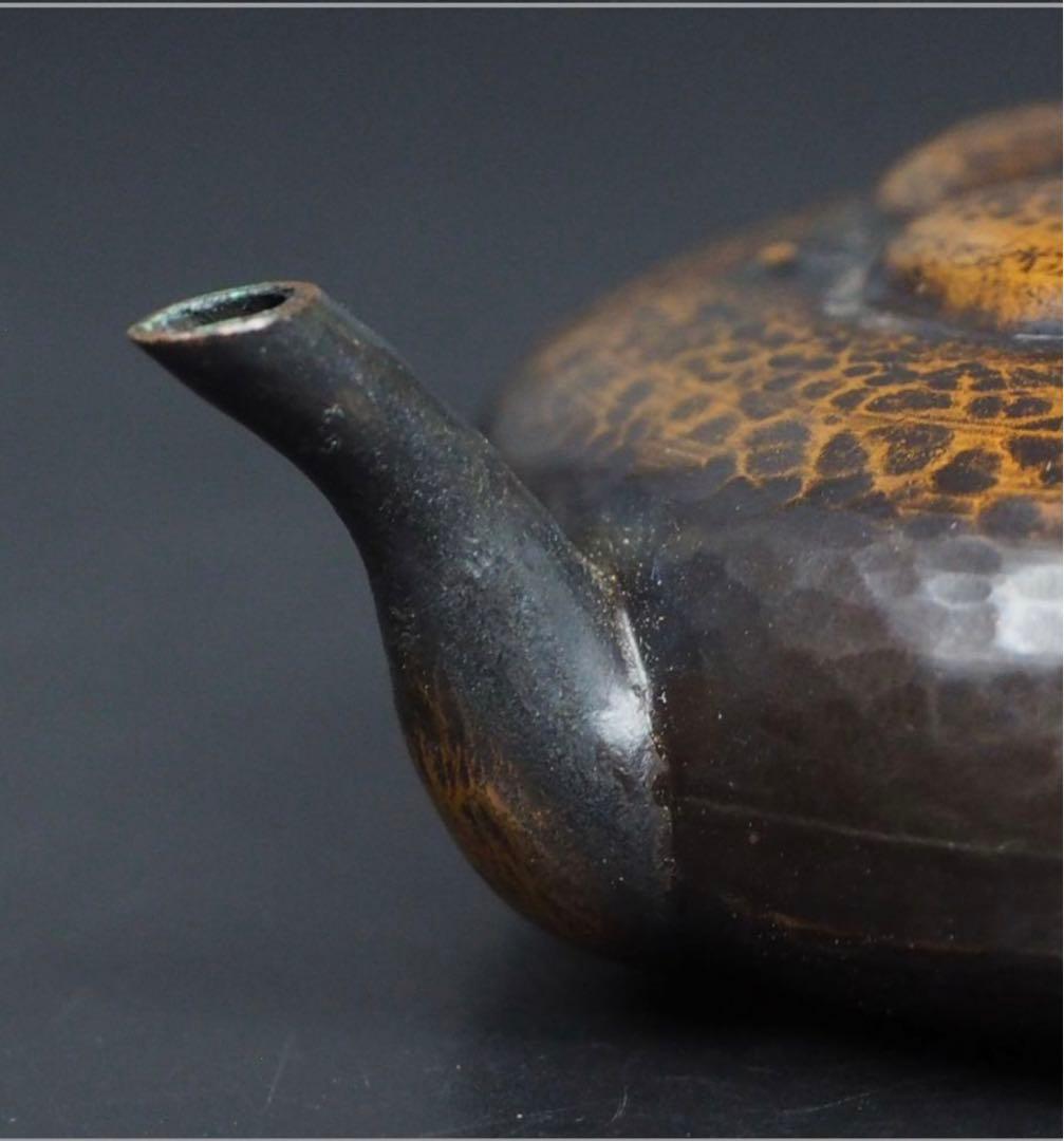 送料無料　明治金工 華石作 鎚目梅花模様水滴 珍品書道具