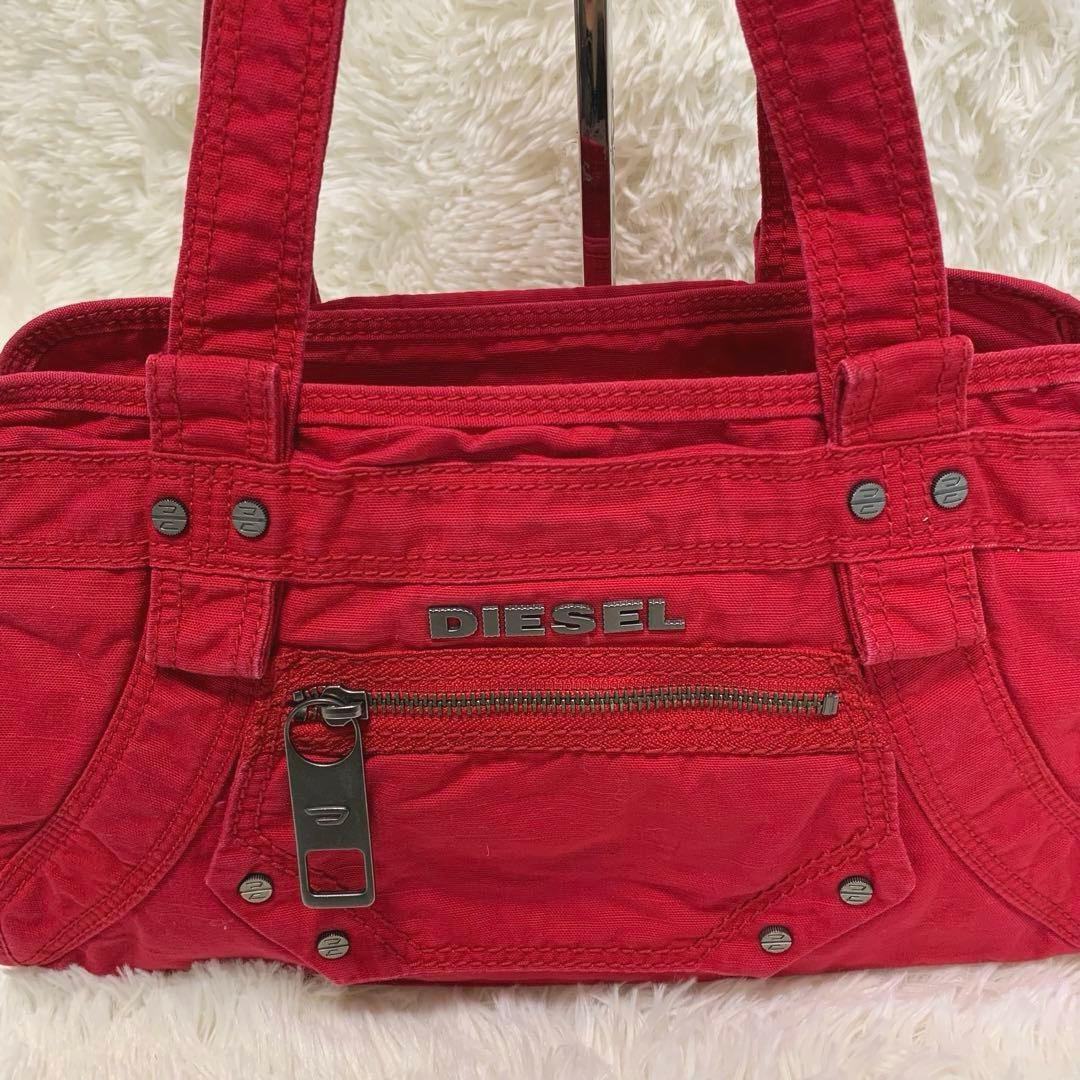 希少◆DIESEL メタルロゴ ハンドバッグ 赤 y2k アーカイブ 00s