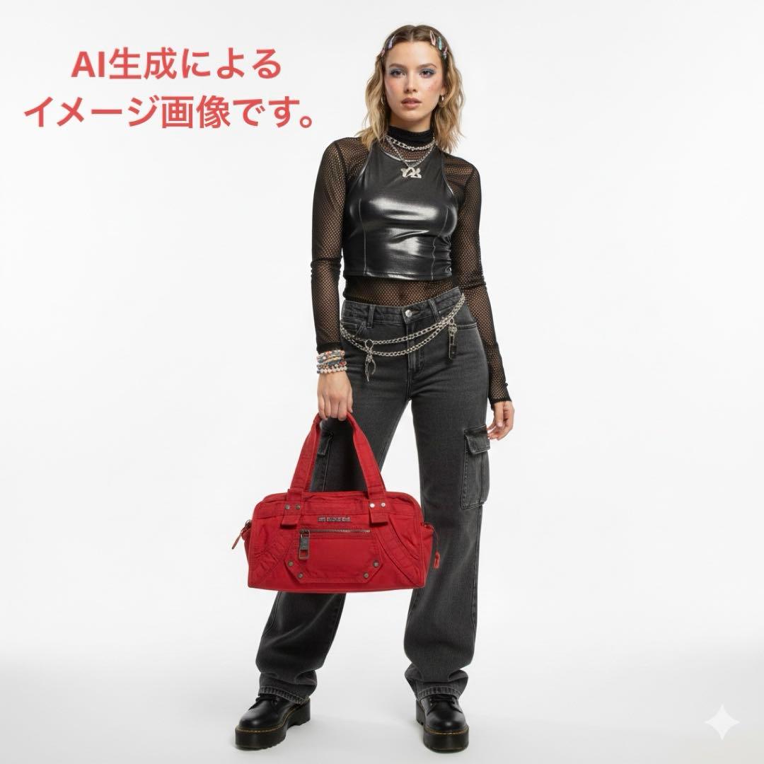 希少◆DIESEL メタルロゴ ハンドバッグ 赤 y2k アーカイブ 00s