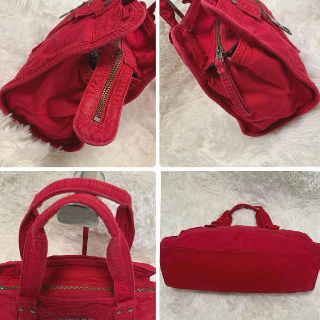 希少◆DIESEL メタルロゴ ハンドバッグ 赤 y2k アーカイブ 00s