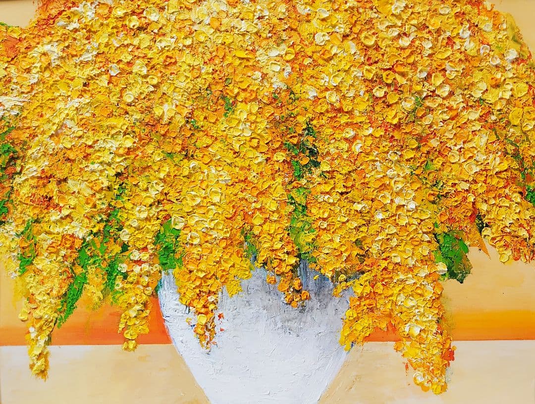 油絵 絵画 【フサアカシア】 c10de4a5220b24f0979ae341a32b21