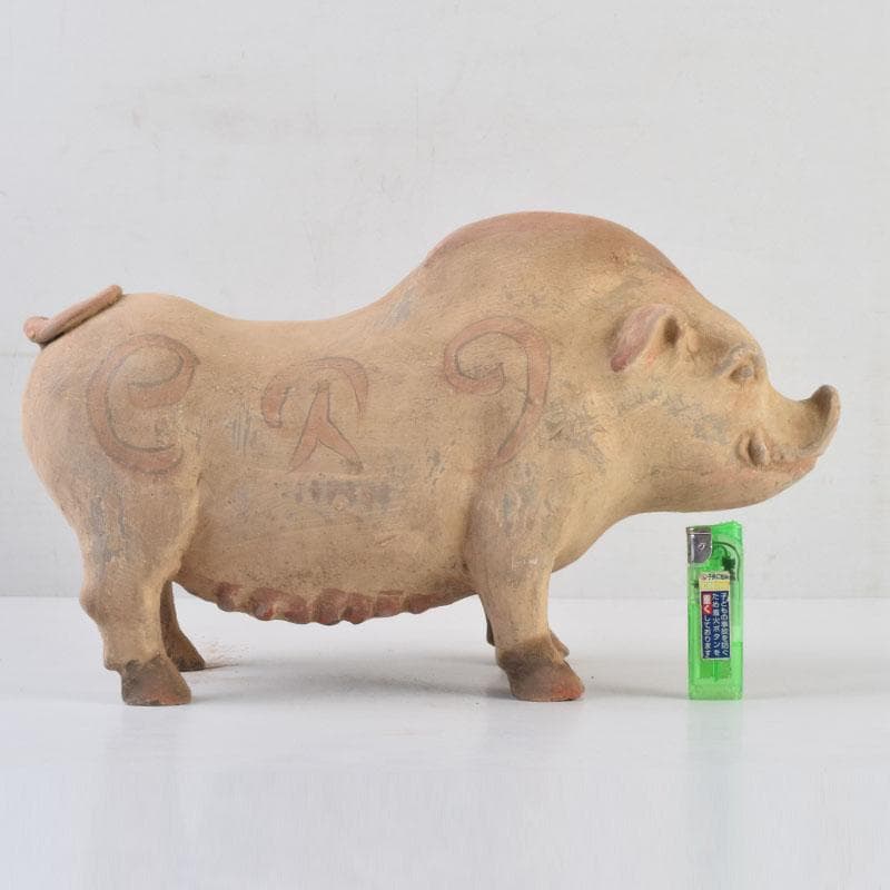 中国 加彩 豚俑 陶俑 置物 V 9049AE