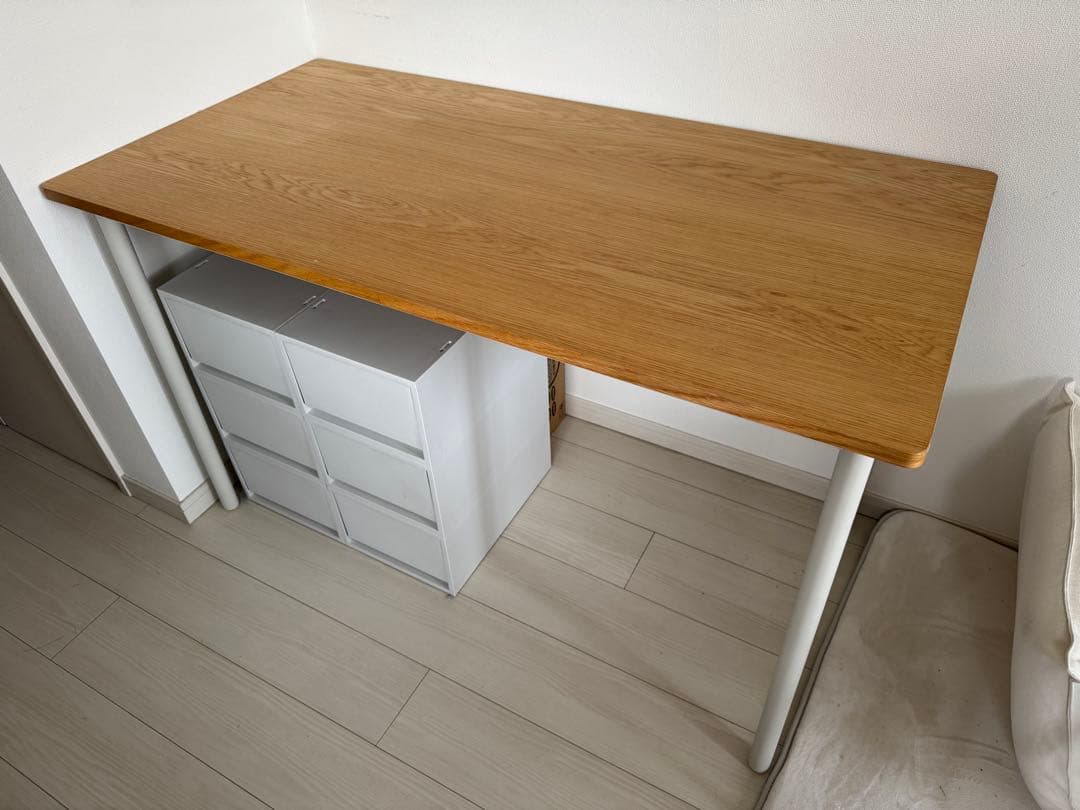 【無印良品】デスク　タモ材　スチール脚　幅120cm