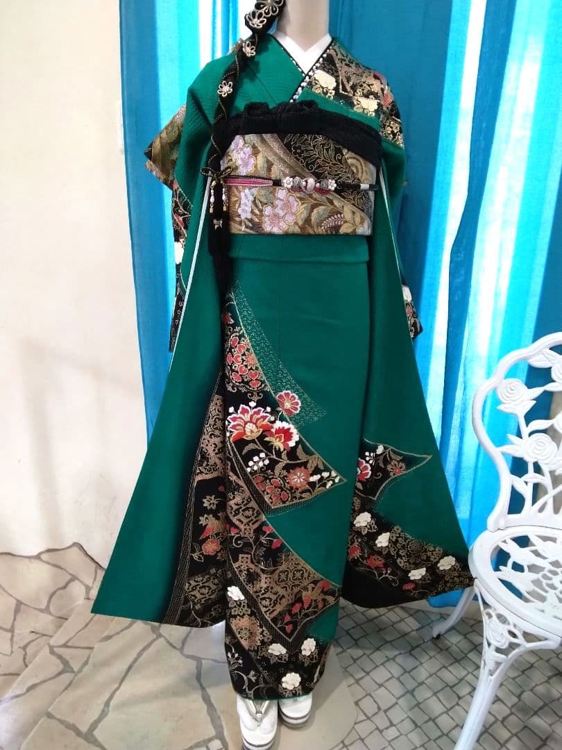 振袖フルセット、正絹、トールサイズ、重ね衿帯揚げ帯締め、やまと西陣