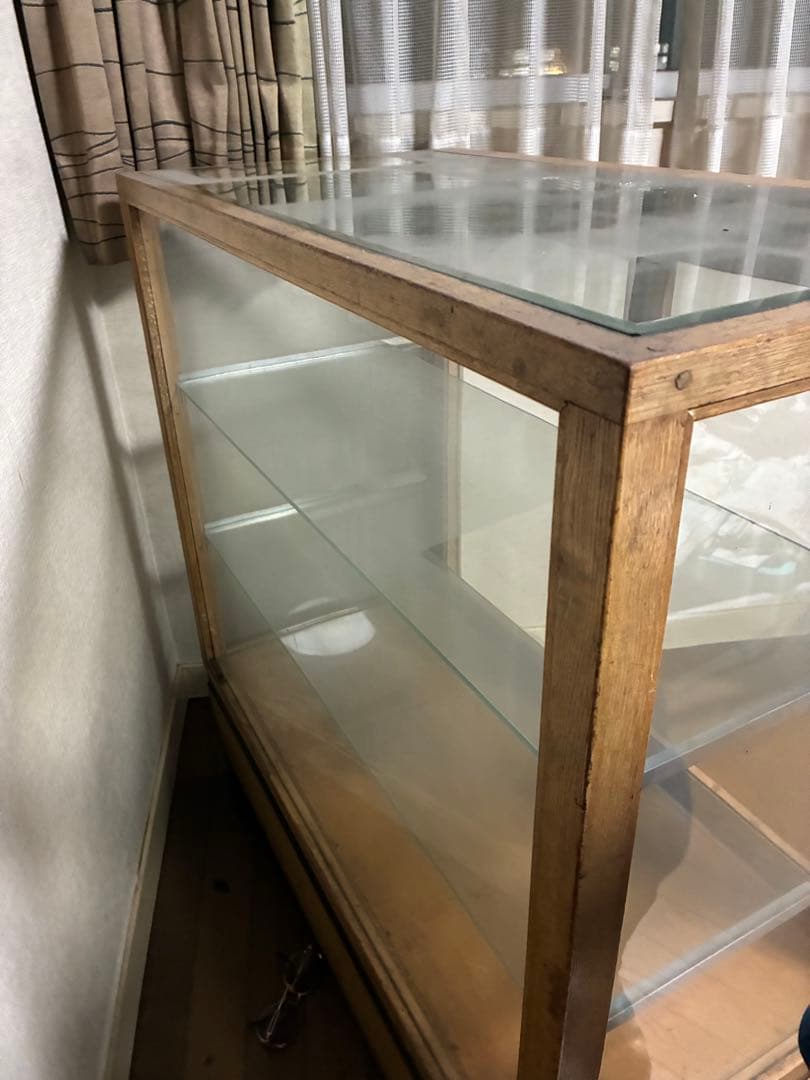 ガラスショーケース 木製フレーム 引き取り限定