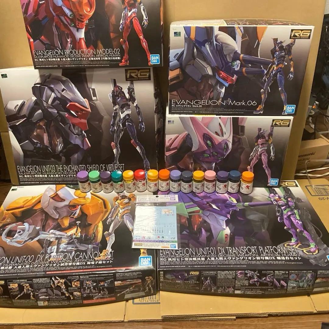 RG、DX3種 零号機、初号機3号機含むエヴァ6体セット＋デカール