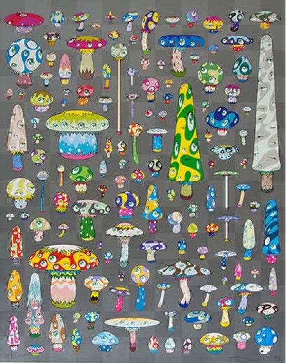 村上隆「ポジきのこ」サイン入り オフセットリトグラフ - メルカリ