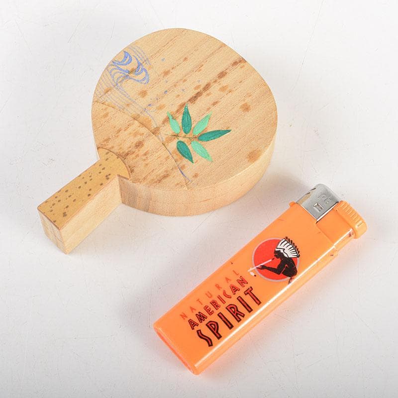 茶道具　道場宗廣造　葦に水　桐団扇香合　共箱　V　6785