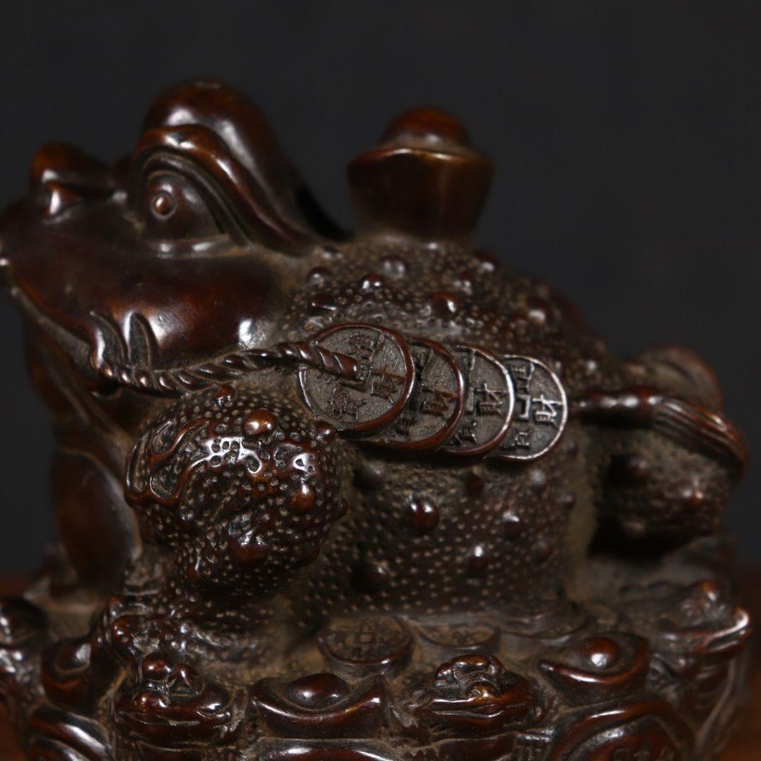 銅製 金蟾 招財進宝 開運 風水 招財 置物 工芸品 装飾品