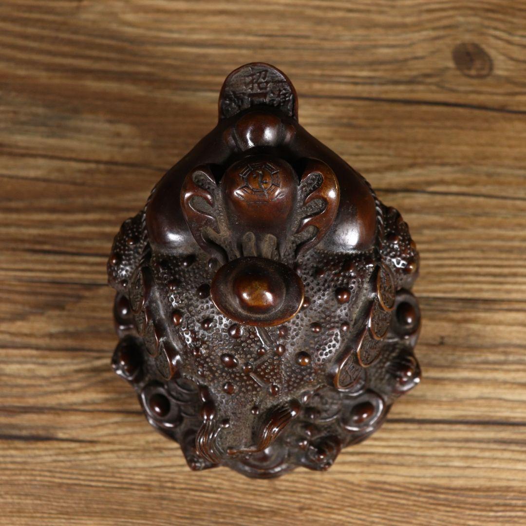 銅製 金蟾 招財進宝 開運 風水 招財 置物 工芸品 装飾品