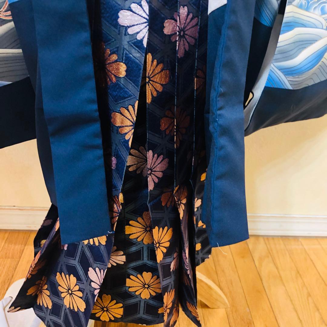 七五三　男の子￼￼￼‼️祝着・羽織・袴セット　鷹鷲立波絵巻花文金彩⭐︎完全フルセット