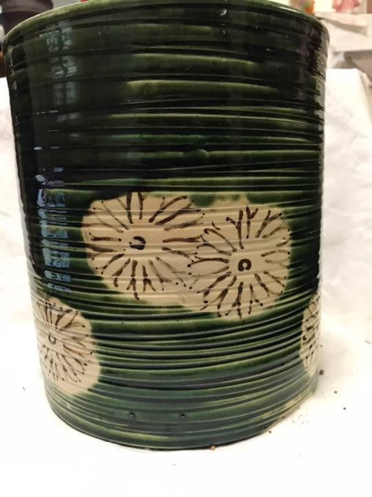 火鉢在銘 織部焼菊抜き火鉢時代アンティーク大正昭和レトロ古民具