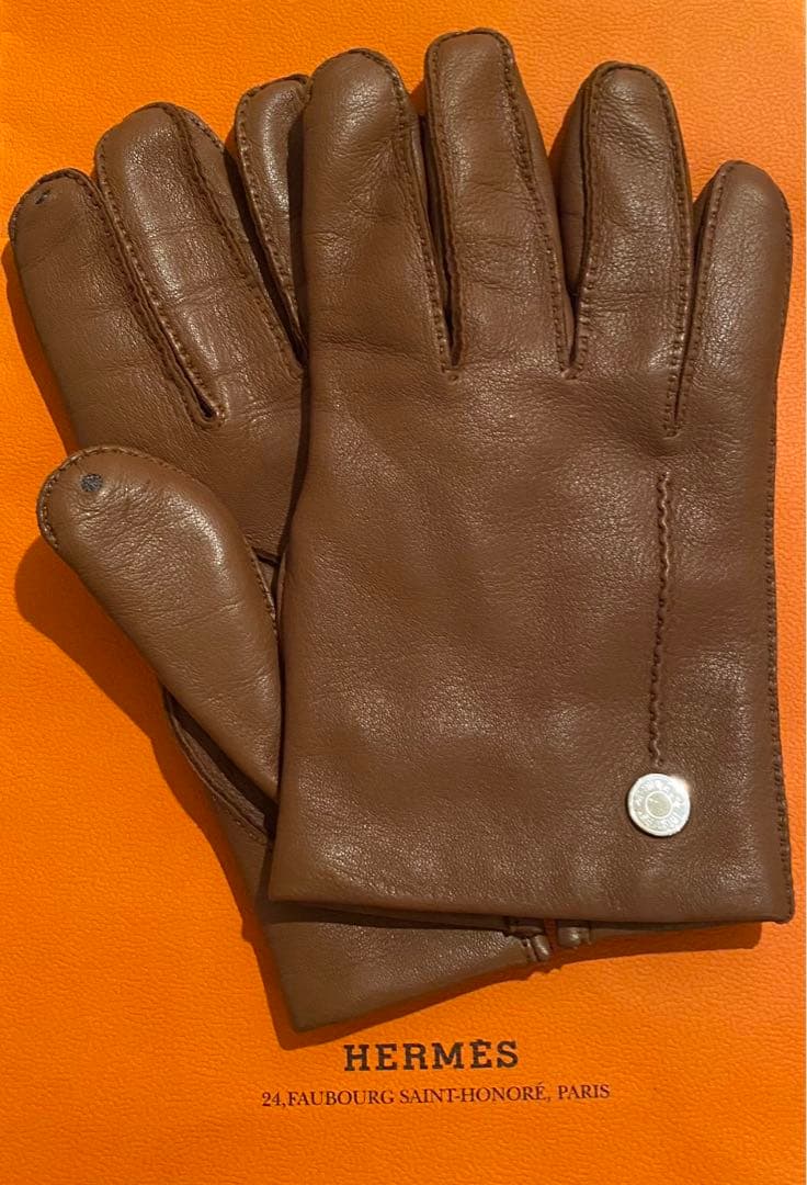 HERMES ラムレザー　メンズ手袋 楽天市場】エルメス HERMES レザー グローブ 手袋 ラムスキン シルク
