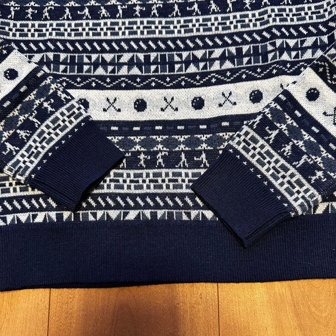 長袖　ニット　セーター　巻きスカート　セットアップ　秋冬　ウール混　ネイビー　S