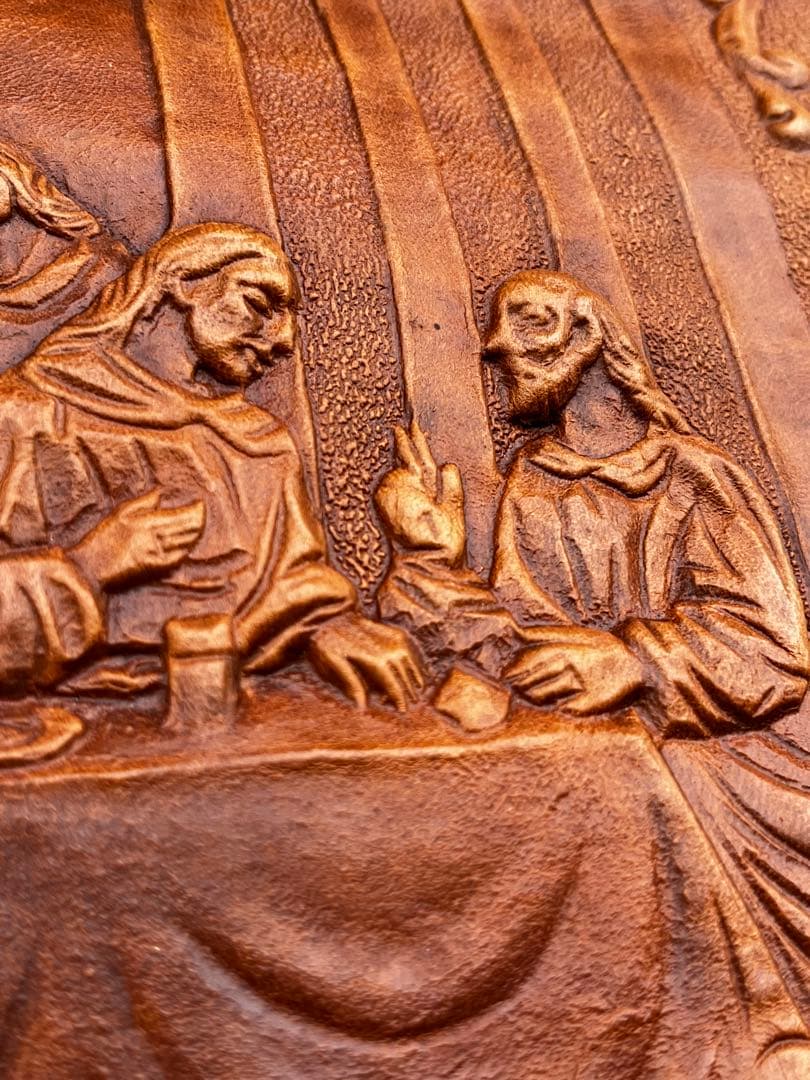 超希少 競輪王の中野浩一選手より 牛革 型押革細工 革アート 最後の