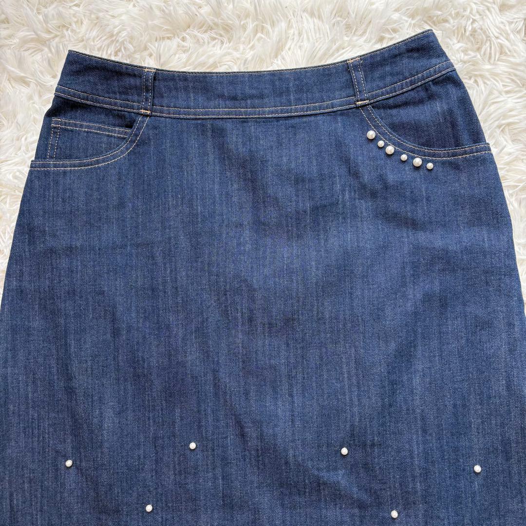 新品 エムズグレイシー 24AW パールスタッズ付きデニムスカート 近年モデル