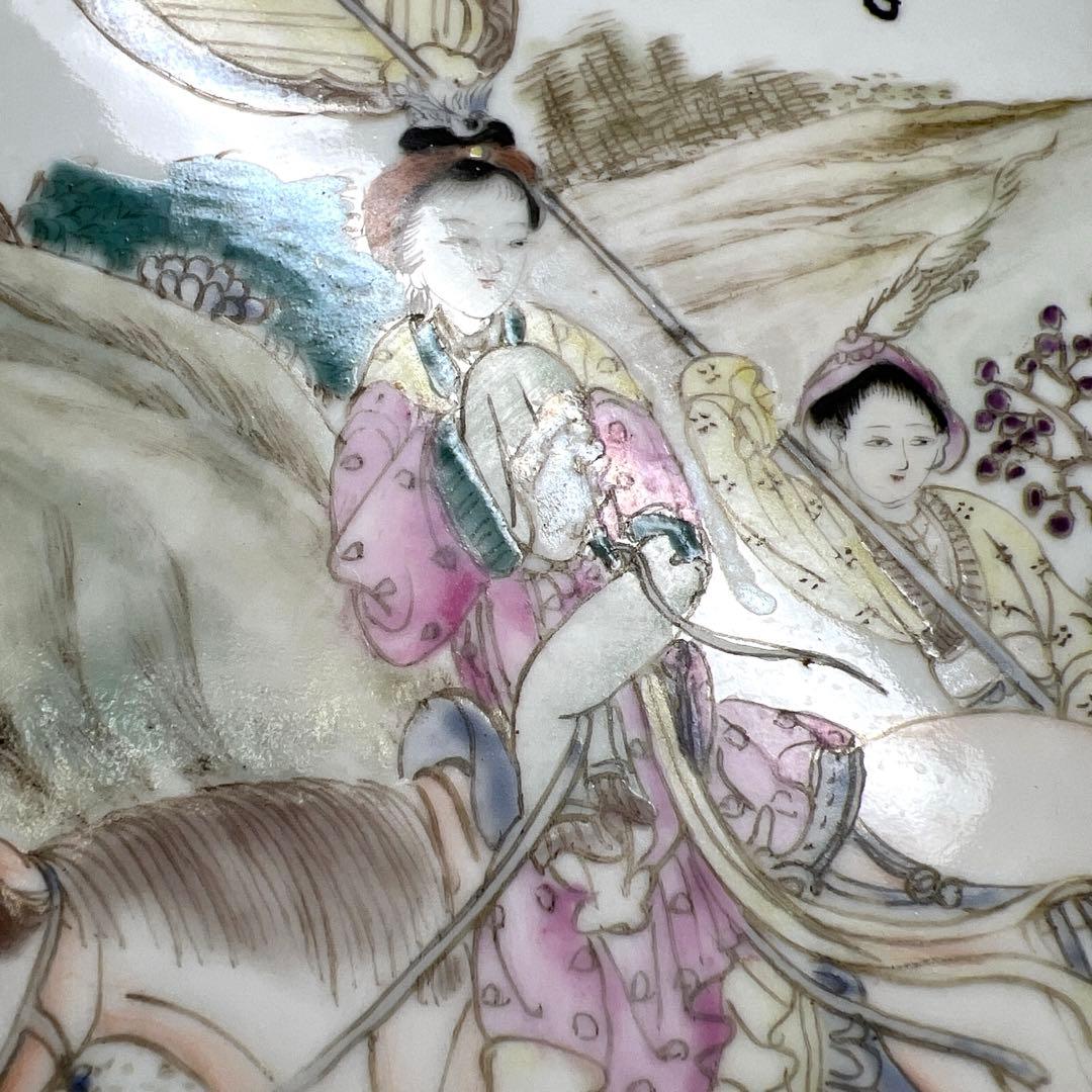 中国清時代　粉彩人物画大皿　幅約27.5㎝　東Y7-0702⭐︎2Fトニエ