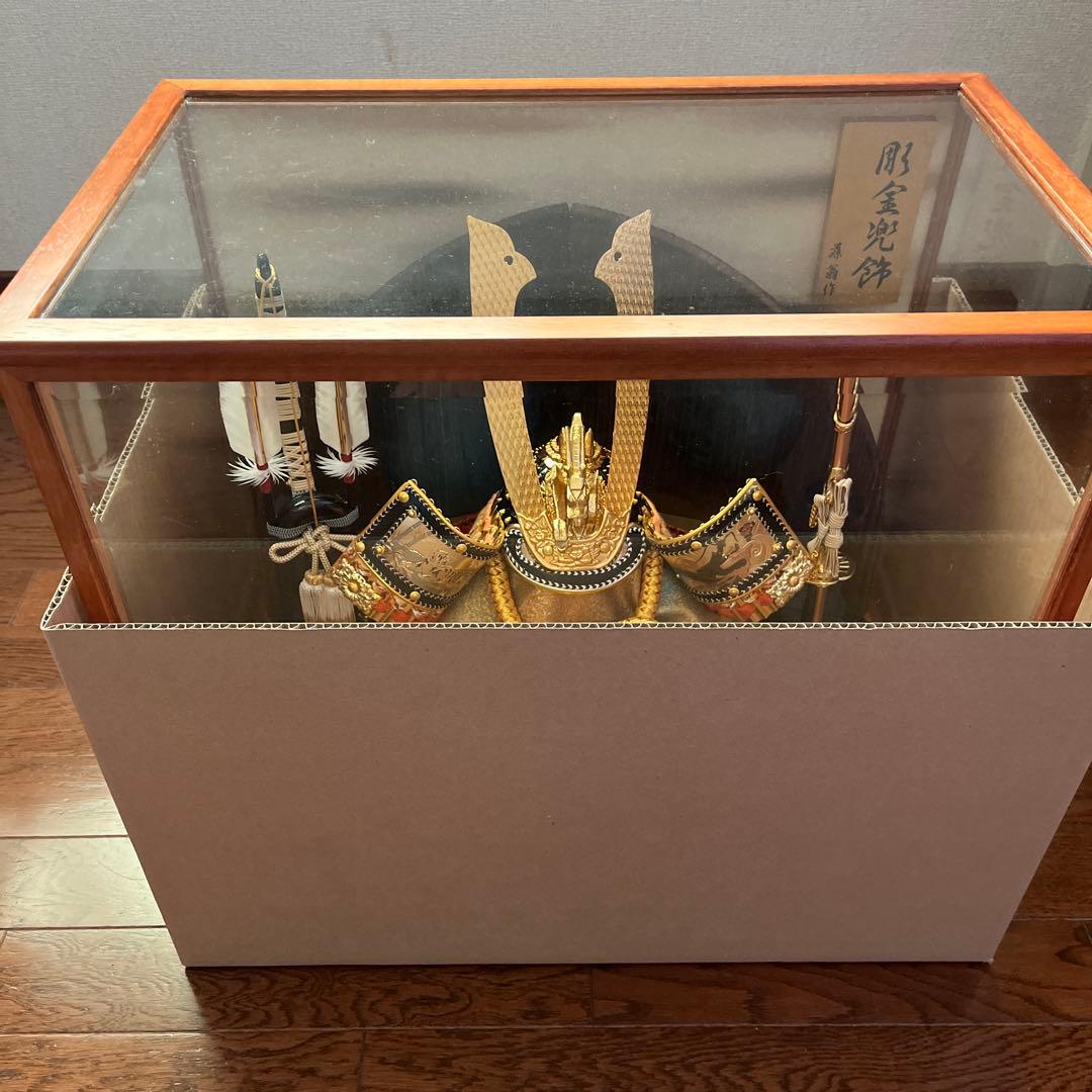 五月人形 兜 ガラスケース入り