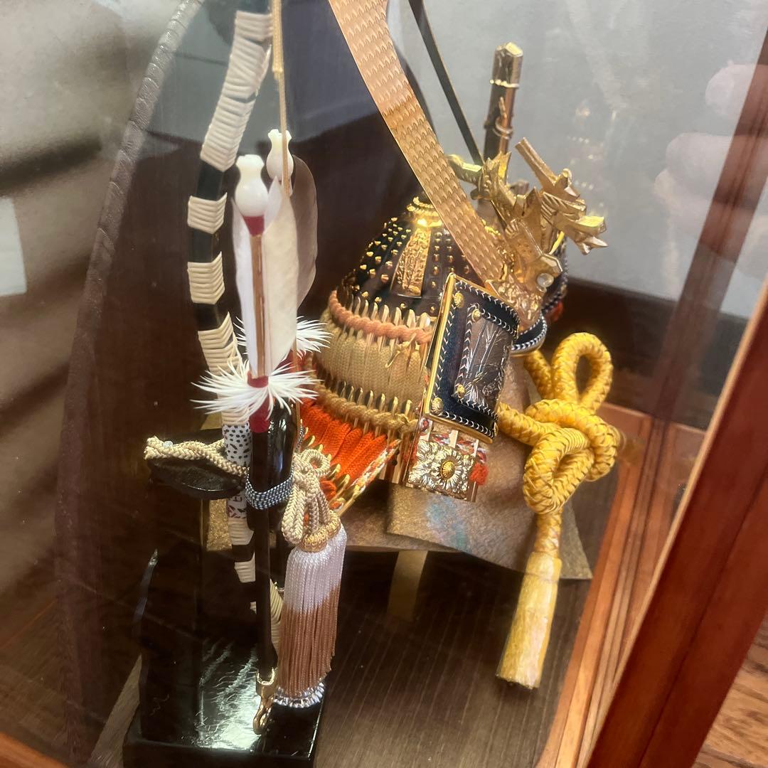 五月人形 兜 ガラスケース入り