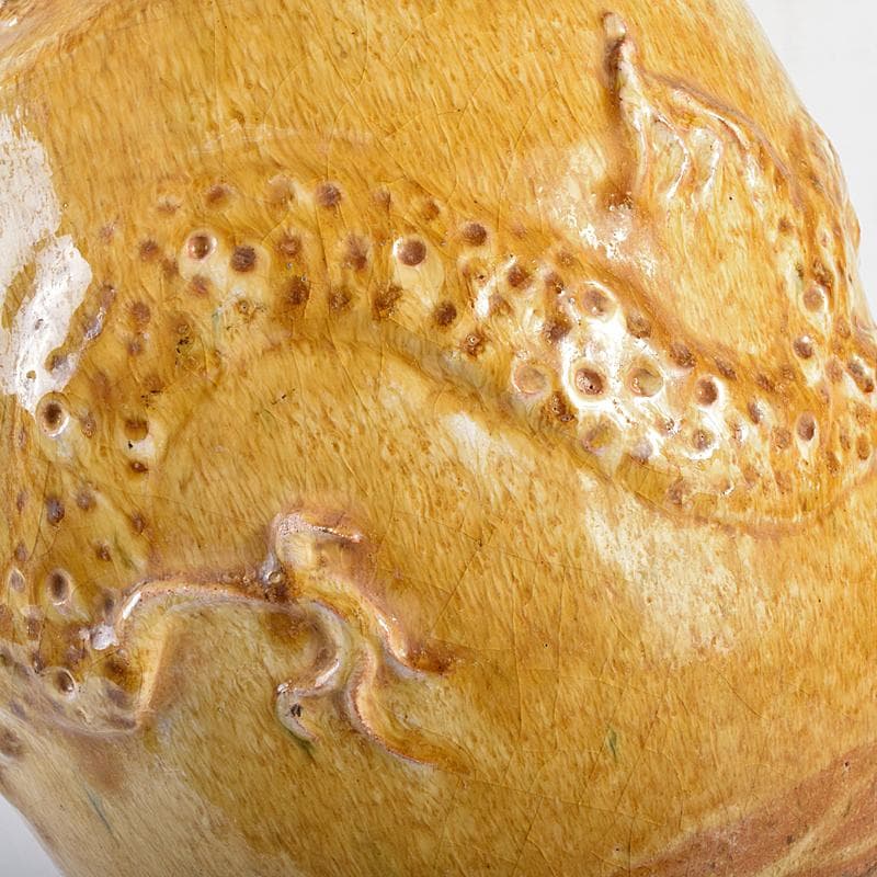 中国 黄釉 貼龍鳳凰文 六耳瓶 C R7669B