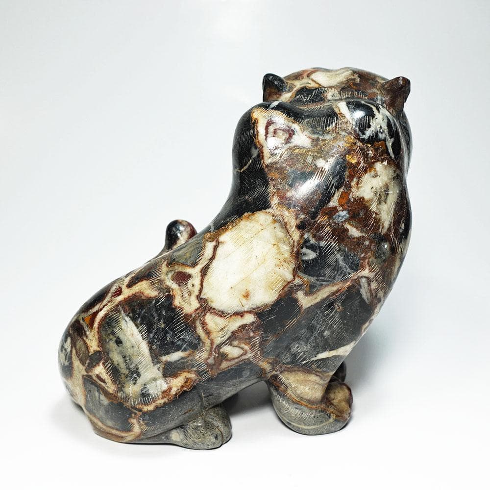 猫虎石像 マーブル石 大理石 タイガーアイ 虎目石 オブジェ パワーストーン